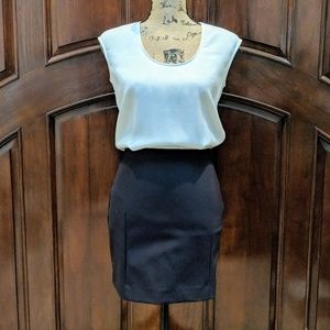 Chic Banana Republic Cream + Black Mini Dress